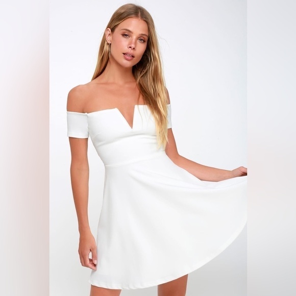 LULU’S Play The Party White Off The Shoulder Skater Dress - Picture 3 of 5